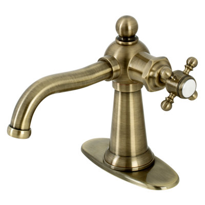 Kingston Brass Nautical Single-Handle 1-Hole Deck Mount Bathroom Faucet with Push Pop-Up and Deck Plate