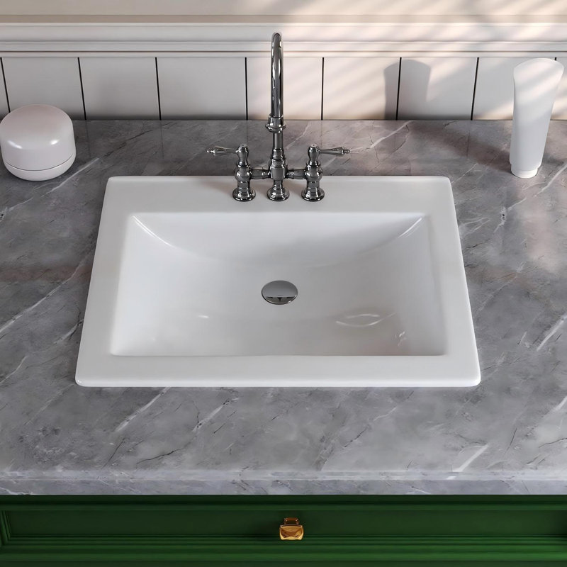 Lavabo de salle de bain rectangulaire encastré en céramique blanc 21 "x 18" avec trop-plein