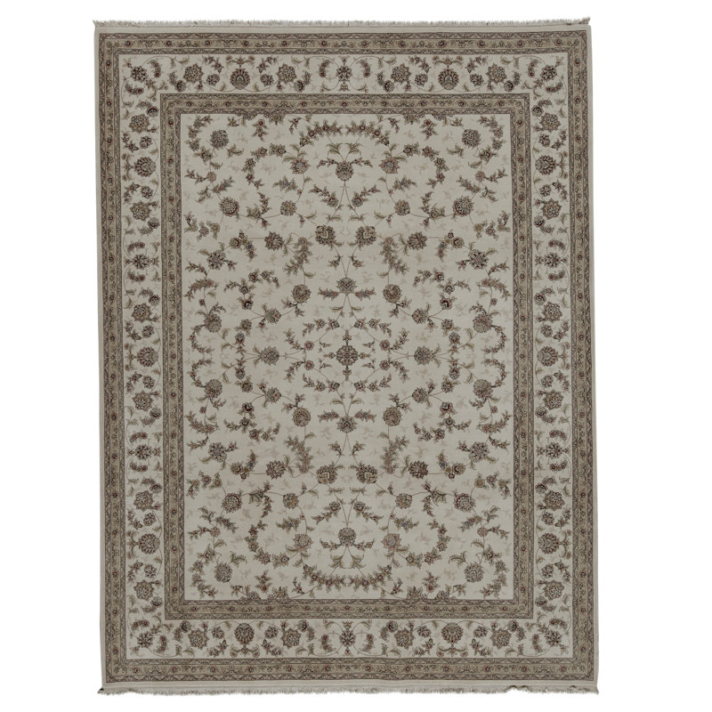 Tapis ivoire noué à la main de haute qualité