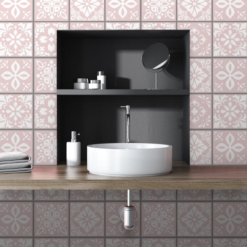 Bitter 15cm W x 15cm L PVC Peel and Stick Mosaic Tile, Light Pink