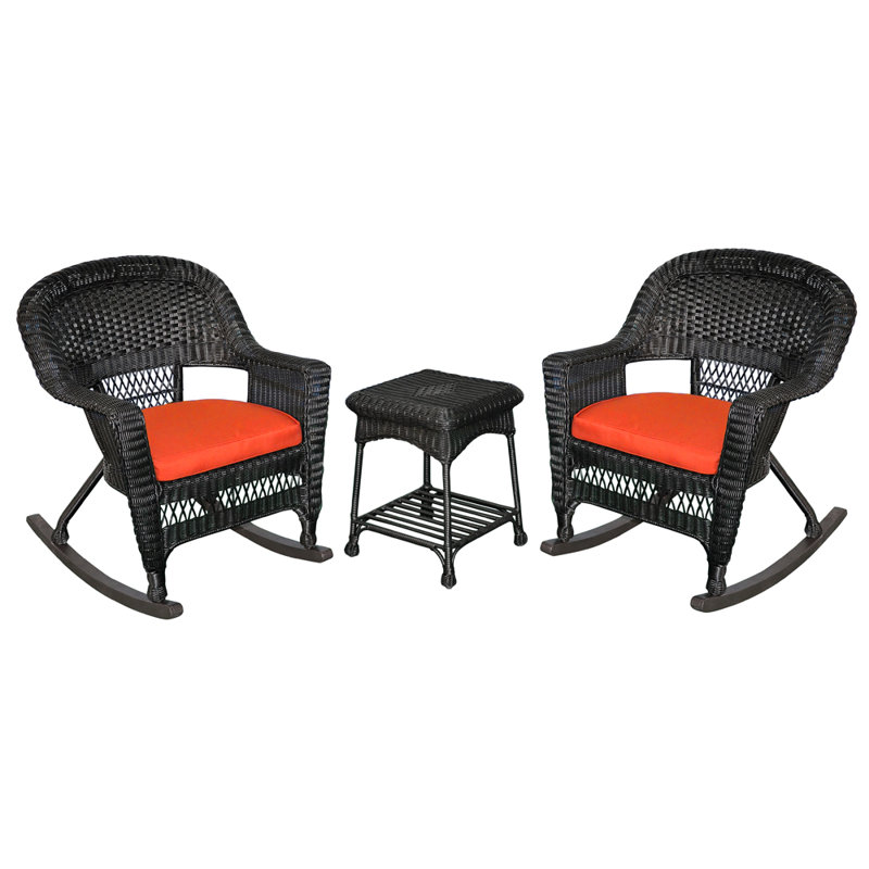 Starner 2 - Person Patio Conversation Set with Cushions, Black, Red Orange