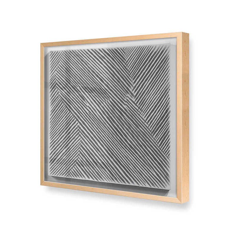 Illusion linéaire II, H 21,5 po x l 21,5 po, Érable brut encadré