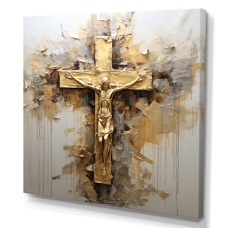 Décoration murale Minimalisme, Jésus, croix I, H 16 po x l 16 po x P 1 po, Toile tendue