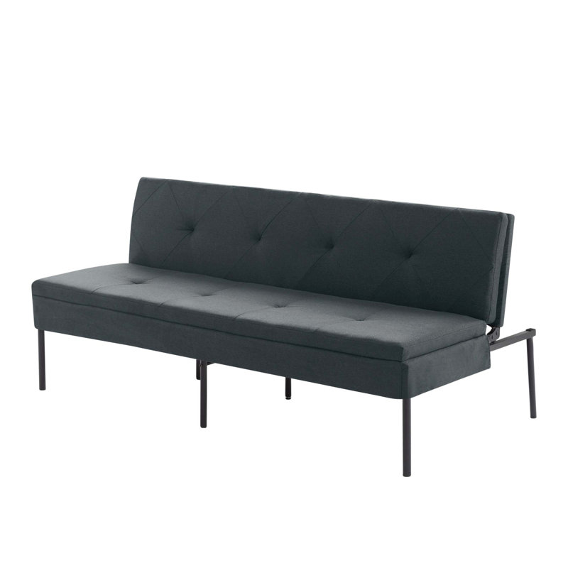 Canapé-lit convertible à futon avec dossier réglable et structure en métal, Dark Grey Fabric