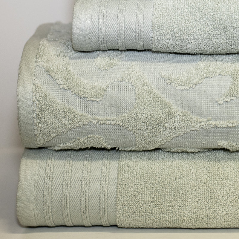 Modern Threads Jacquard 6-Piece, 2 Bath Towels, 2 Hand Towels, 2 Washcloths, Solid Ultra Soft 550GSM 100% Combed Cotton Towel Set