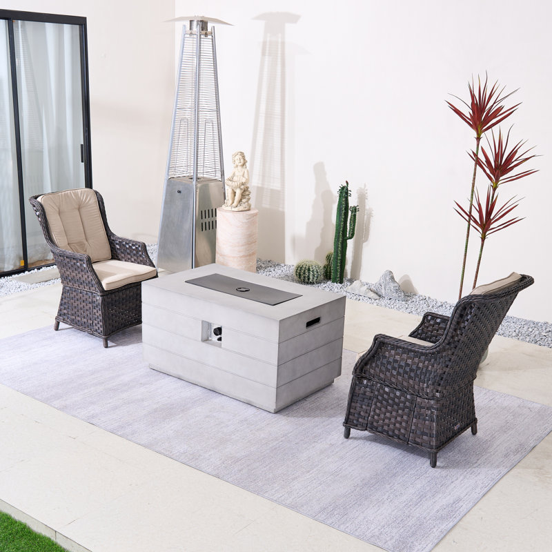 Ensemble de conversation d'extérieur en osier pour 2 personnes avec coussins Helmi, Beige, Brun