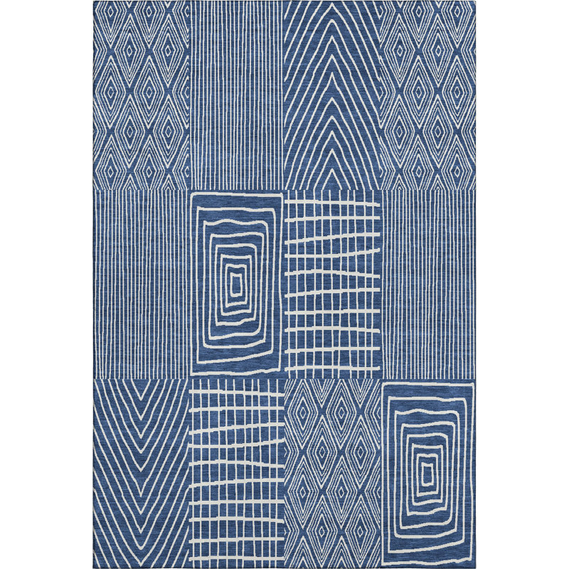 Premium Machine Washable Natoma AMF990 Geometric Rug, Rectangle 3' x 5'