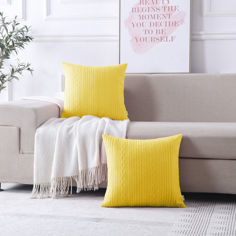 Housse de coussin Farmhouse, H 18 po x l 18 po, Chevrons jaunes