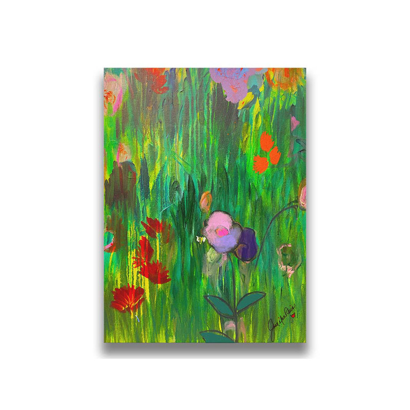 Garden Floral II par Joan Davis. Impression sur papier - Montée et encadrée, H 40 po x l 52 po