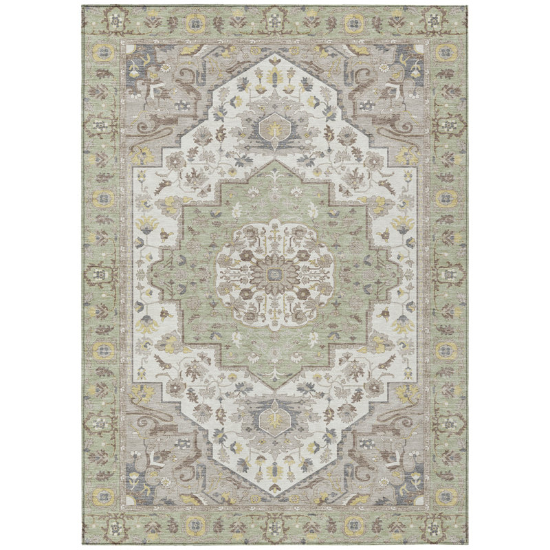 Tapis lavable à la machine intérieur / extérieur ACN2674 Global Chantille, Céleri, 10 pi x 14 pi