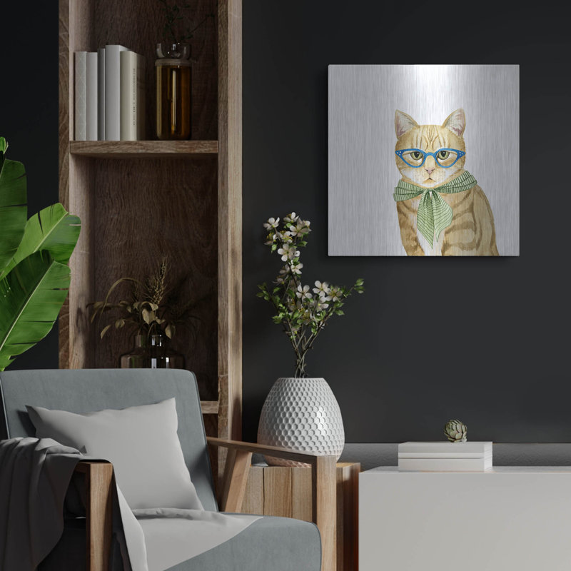 Métal luxueux «Cool Cat IV» par Grace Popp, métal «Cool Cat IV» par Grace Popp, H 24 po x l 24 po