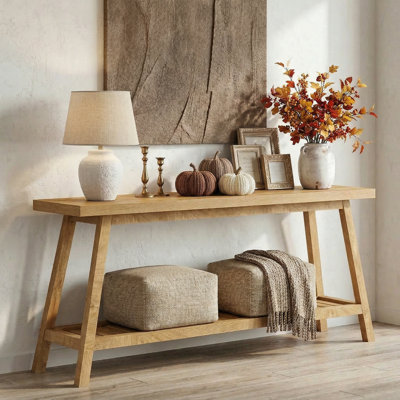 71-Inch Rustic Console Table for Entryway, 2-Tier Wooden Soafa Table
