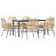 Ensemble repas de patio avec coussins en verre et poly rotin-727446049-727446053-727446052