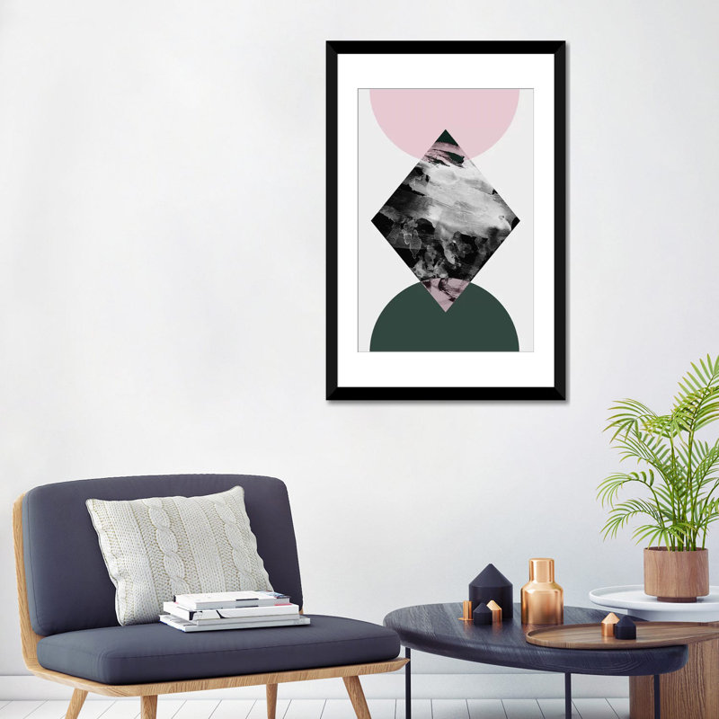 «Minimalisme XXI», impression sur toile, H 32 po x l 24 po x P 1 po, Papier d'art encadré noir, Blanc