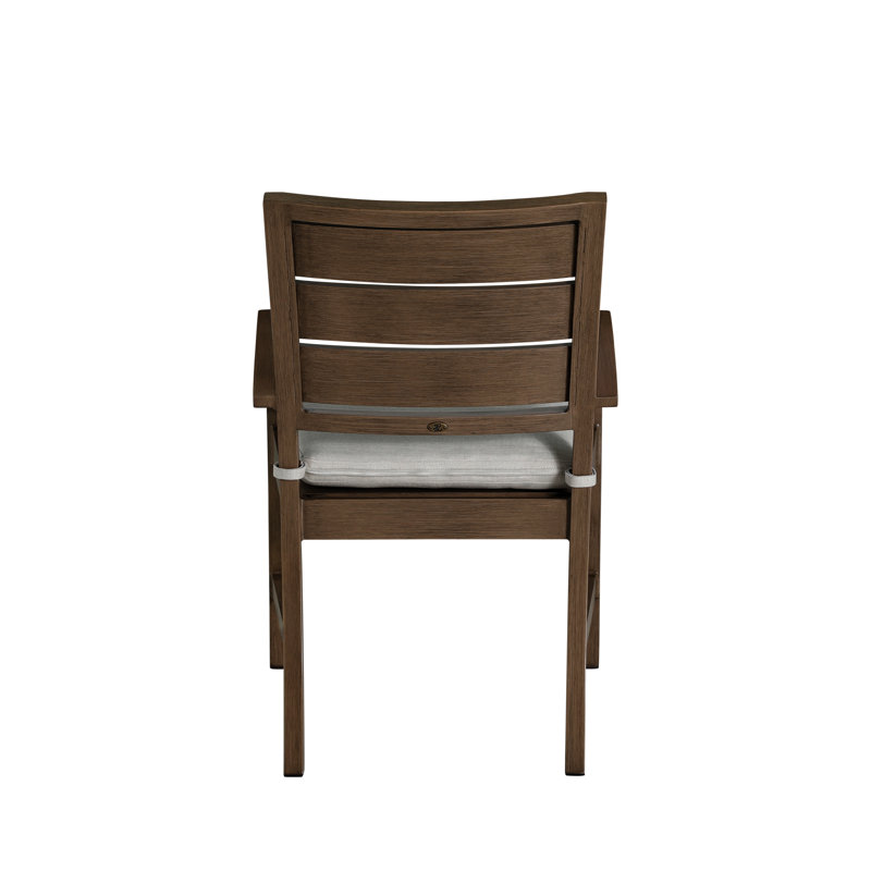 Charleston Aluminum Patio Dining Armchair with Cushions, Welt, Verona Silver, Oak