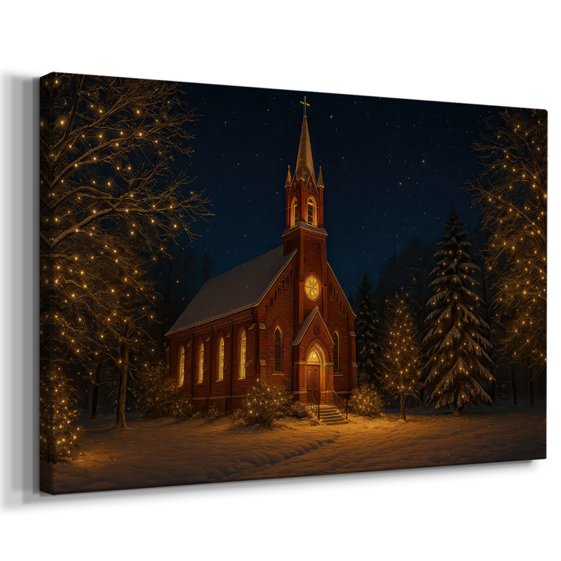 Warm Lantern Serenade of Evergreen-Premium Gallery Wrapped Canvas, 12" H x 18" W