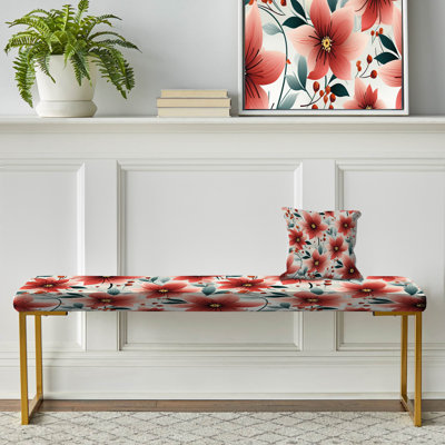 Banc floral rembourré or