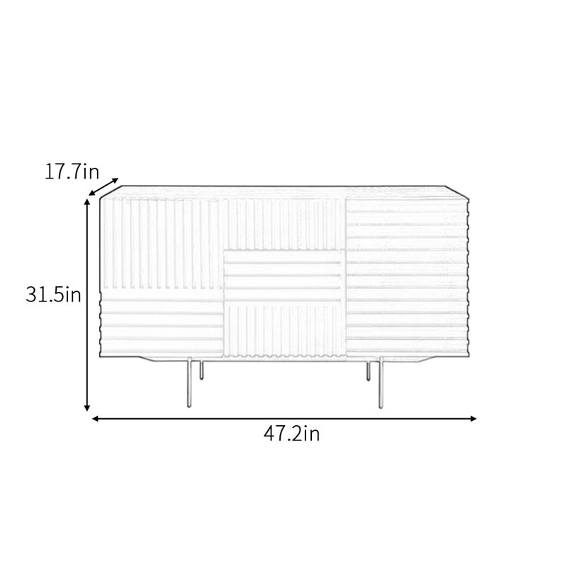 Buffet simple de style nordique moderne, H 31,5 po x l 47,2 po x P 17,7 po