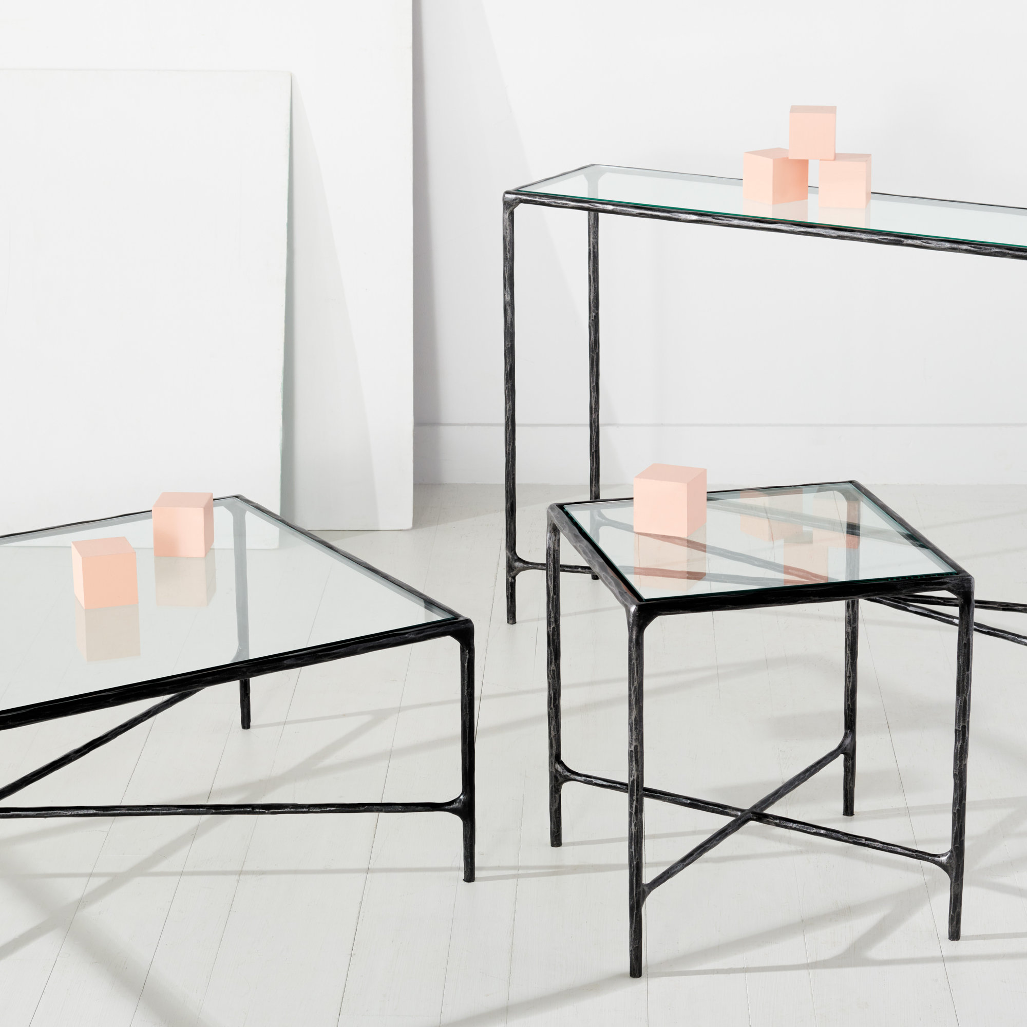 Evelynn Single Coffee Table, Black, Clear