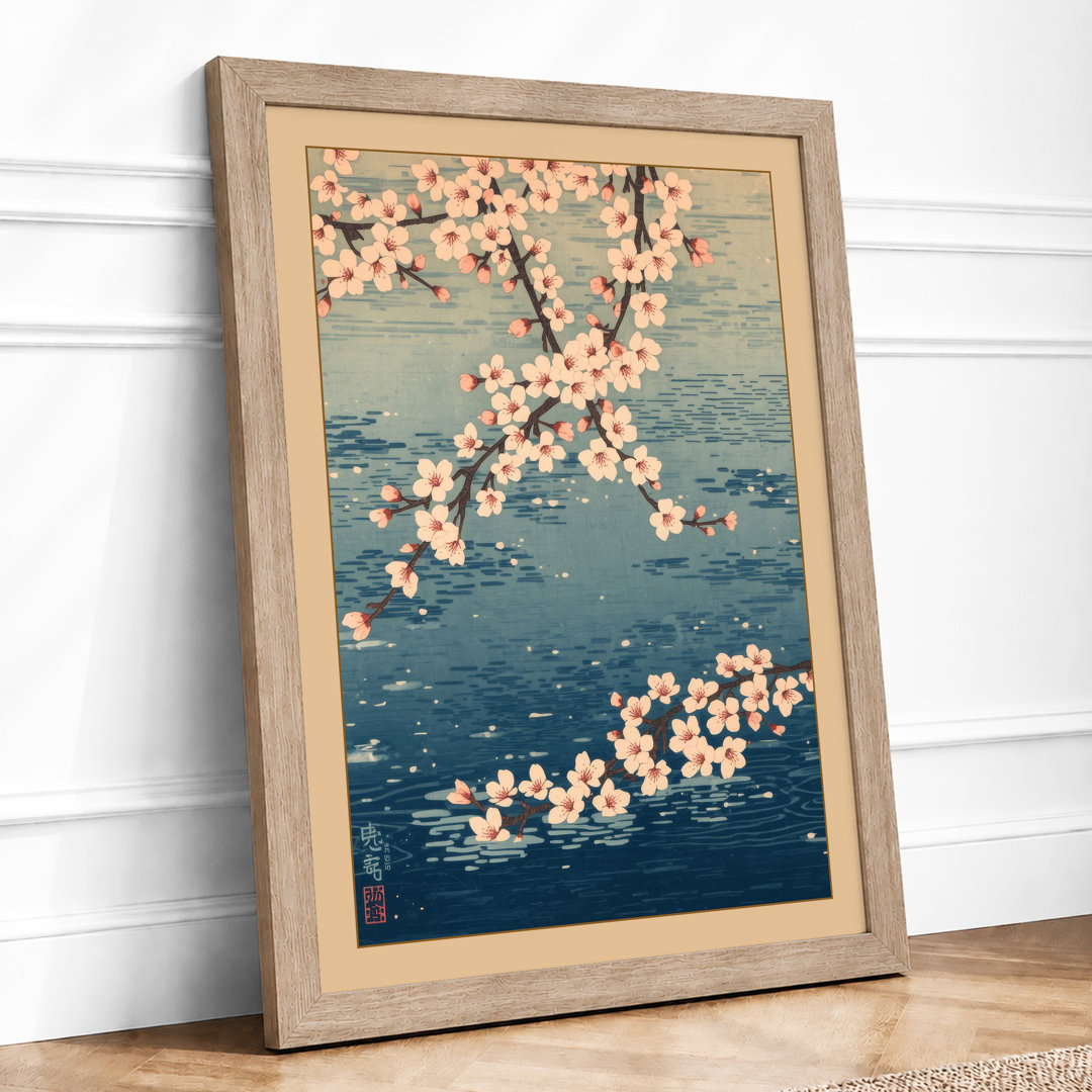 Moonlit Cherry Blossom Japandi - Framed Print