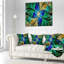 Pétales de fleurs bleu vert fractal - coussin imprimé abstrait-30628933-30628937