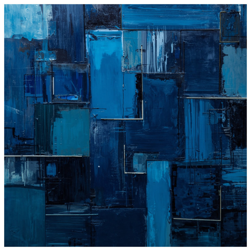 Édredon géométrique abstrait bleu, Twin Extra Long