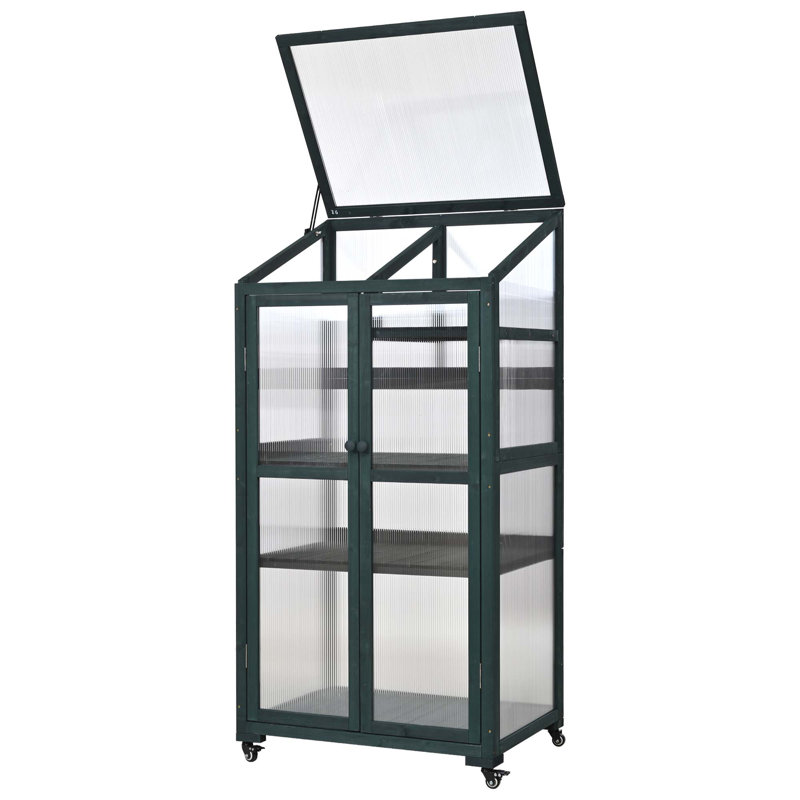 62Inch Height Wood Large Greenhouse Balcony Portable Cold Frame With Wheels And Adjustable Shelves For Outdoor Indoor Use