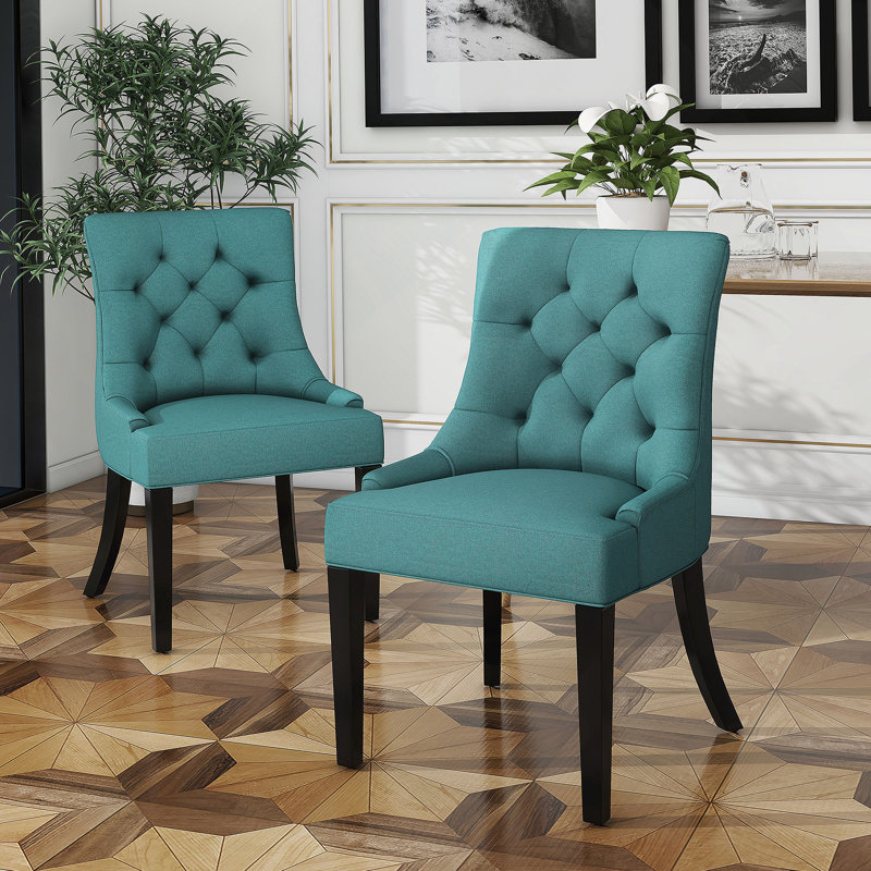 CHAISE DE CHASSEUR EN CHÈNE - KD (ENSEMBLE DE 2), Tissu bleu sarcelle