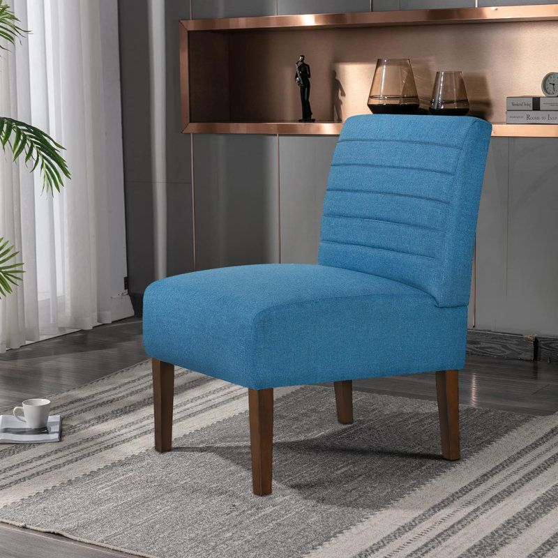 Erdfried Upholstered Accent Chair, Blue Polyester