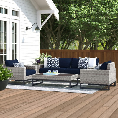 Sameko 4 - Person Patio Conversation Sets with Sunbrella® Cushions