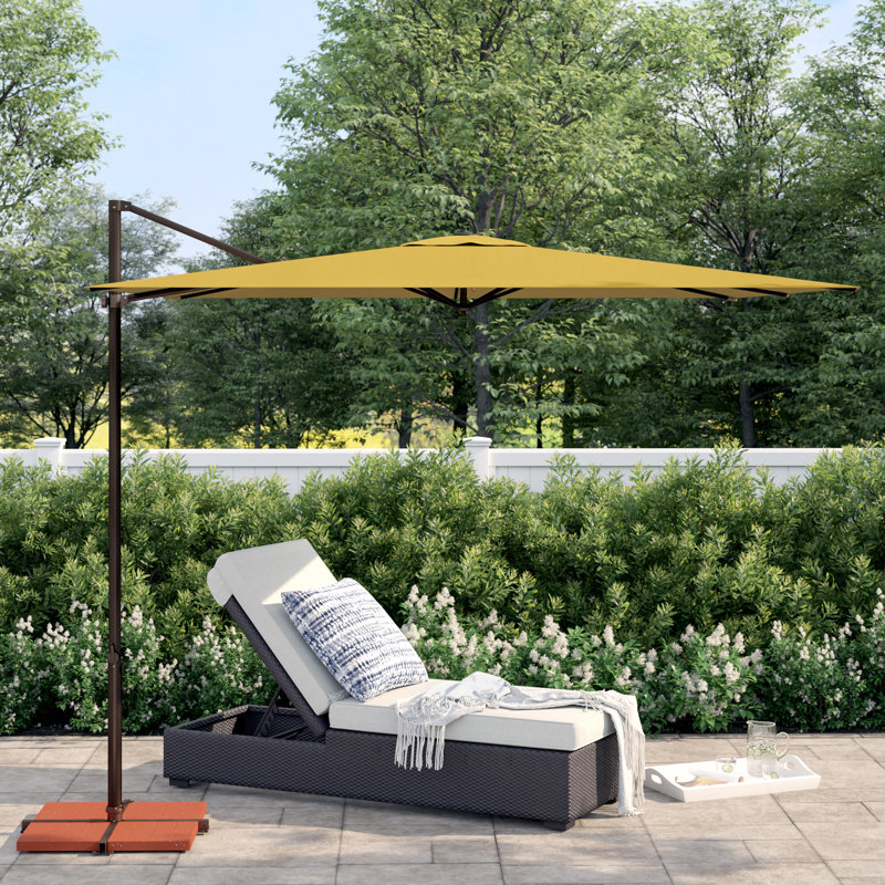 Parasol carré en porte-à-faux de 103,2 po Cora, Toile citron, Bronze