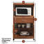 Chariot de cuisine roulant avec tablette à micro-ondes, tiroir à ustensiles, espace de rangement d'armoire intérieure et roulettes verrouillables-116087311