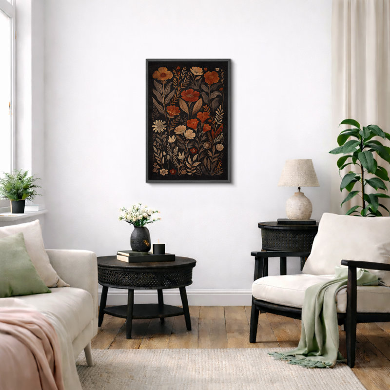 «Vibrant Wildflower Dark Moody Wildflower», art mural encadré, impression numérique sur toile, impression numérique sur toile