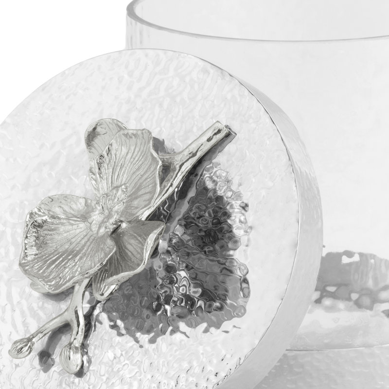 Orchid Kitchen Canister, White, 5" H x 5.5" W x 5.5" D