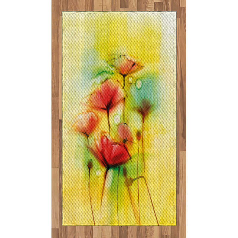 Flatweave Yellow Area Rug, Rectangle 2'7" x 5'