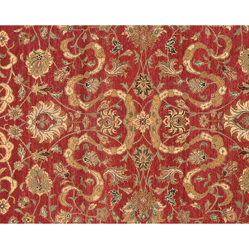Tapis rouge et ivoire de haute qualité noué à la main