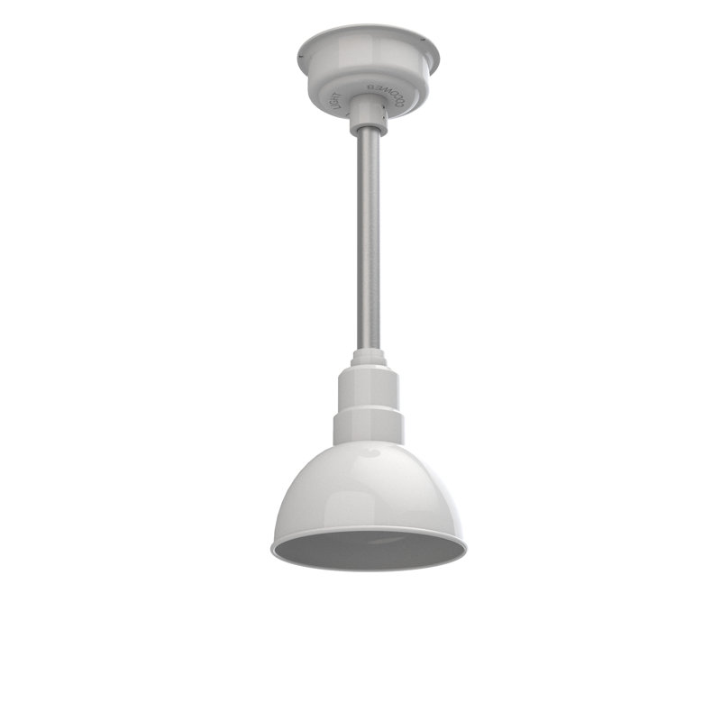 Luminaire suspendu 1 lumière del à simple dôme Dipkarpaz, Blanc / argent galvanisé, H 48 po x l 8 po x P 8 po