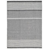 Meraki 01 Hand Loomed Striped Area Rug in Silver/ Charcoal