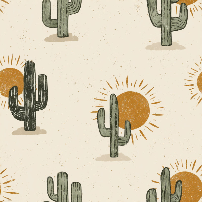 Panneau décoratif désert Cactus Sunburst, Non tissé, non collé