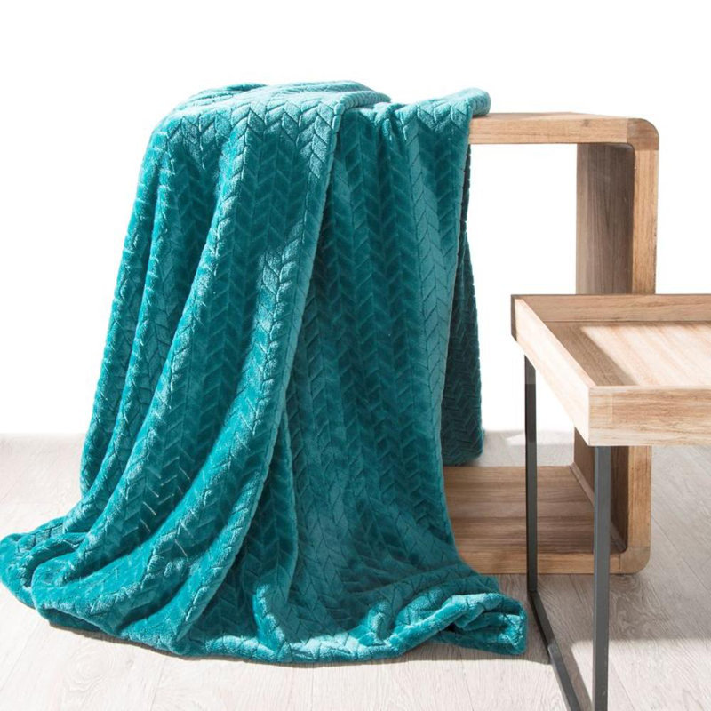 Aaima Canora Grey Blanket, Teal, W160 x L70cm