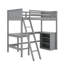 Lit mezzanine simple en bois avec bureau et tablettes-949843633
