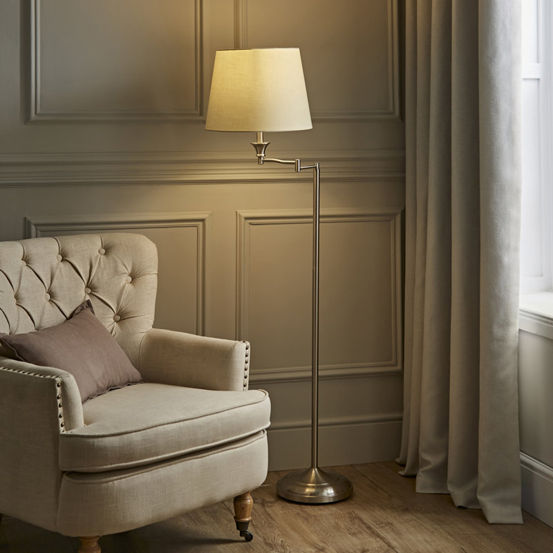 Letitia 148cm Swing Arm Floor Lamp, Beige, Yes