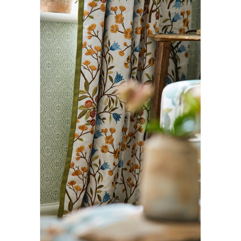 Foraging Embroidery Fabric, Beige/Green/Brown