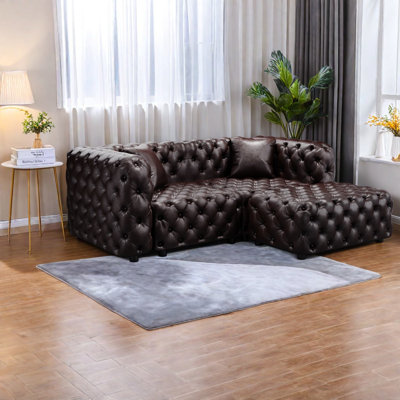 Compression Modular Sectionals, 77 Inch Faux Leather Modern Sofa for Home