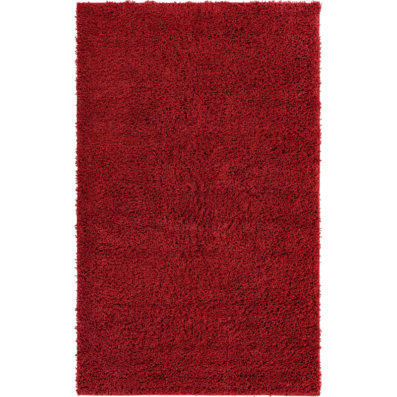Tapis à poils longs Ashmita de couleur rouge ambre, Rectangle 5 pi x 8 pi