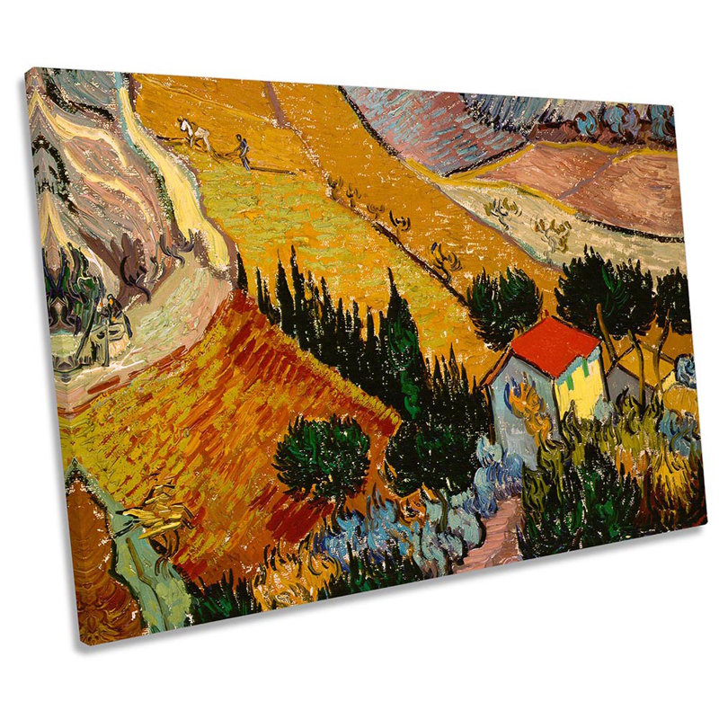 Vincent Van Gogh Landscape House And Ploughman by Vincent Van Gogh - Wrapped Canvas Print, 50.8cm H x 76.2cm W x 2cm D