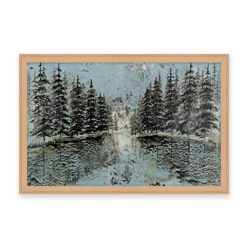 Nature Inspired "Evergreen Reflection" Canvas Wall Art By Karen Biery, 16" H x 24" W, Framed Canvas, White