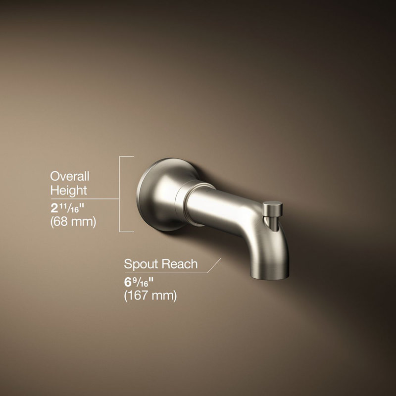 Tone Wall-Mount Diverter Bath Spout, Vibrant Brushed Nickel