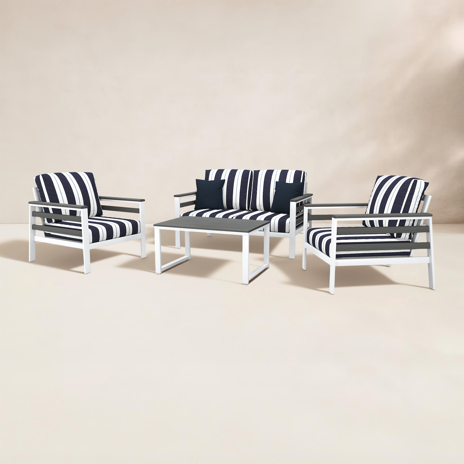 Townsend 4-Person Sunbrella® Patio Seating Group, Coastal Gray