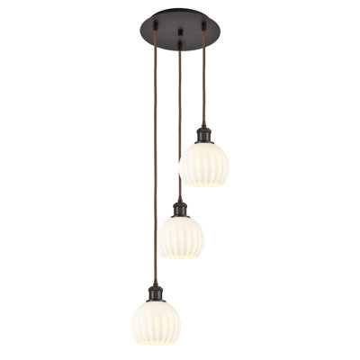 Luminaire suspendu suspendu vénitien blanc à 3 lumières Ballston White - 113B-G1217